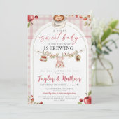 watercolor floral strawberry baby is brewing apple 招待状 (スタンド正面)