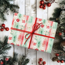 Watercolor Floral Striped Holiday