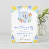 Watercolor Floral Underwater Animals Birthday 招待状 (スタンド正面)