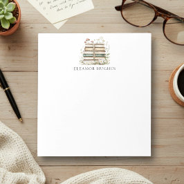 Watercolor Floral Vintage Books Personalized ノートパッド