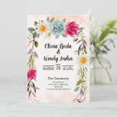 Watercolor Floral Wedding Ceremony Invitation 招待状 (スタンド正面)