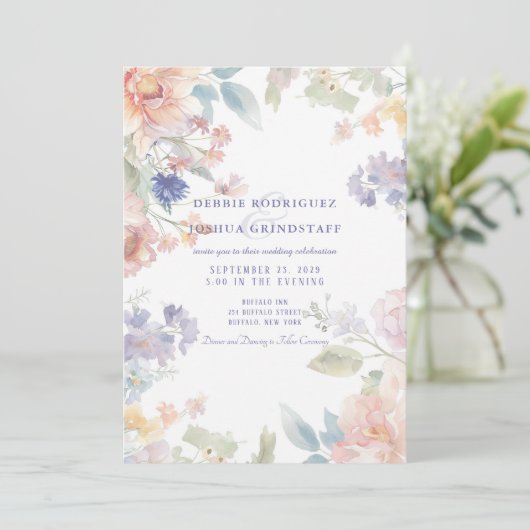 Watercolor Floral Wedding Invitation  招待状 (スタンド正面)