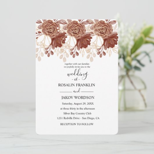 watercolor floral wedding Invitation 招待状 (スタンド正面)