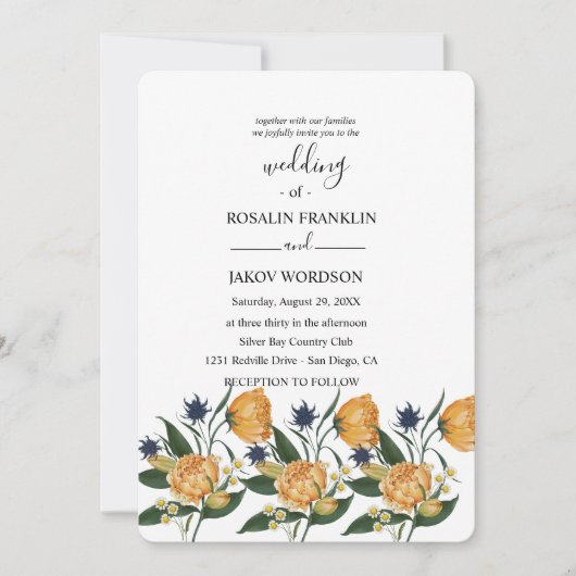 watercolor floral wedding Invitation 招待状 (正面)