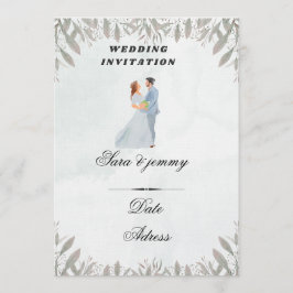 Watercolor Floral Wedding Invitation 招待状