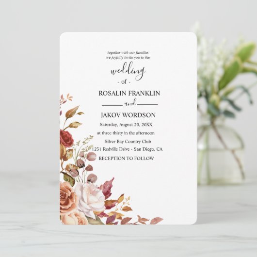 watercolor floral wedding Invitation 招待状 (スタンド正面)