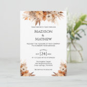 Watercolor Floral Wedding Invitation Orange Brown 招待状 (スタンド正面)