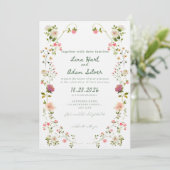 Watercolor Floral Wedding Invitation Template  招待状 (スタンド正面)