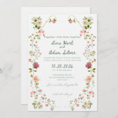 Watercolor Floral Wedding Invitation Template  招待状 (正面/裏面)