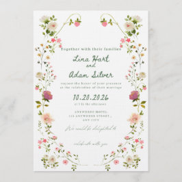 Watercolor Floral Wedding Invitation Template  招待状
