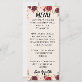 Watercolor Floral Wedding Menu 招待状