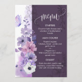 Watercolor Floral Wedding Menu Card メニュー (正面)