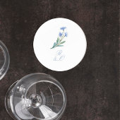 Watercolor Floral Wedding Monogram Coaster ラウンドペーパーコースター