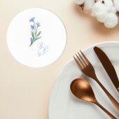Watercolor Floral Wedding Monogram Coaster ラウンドペーパーコースター