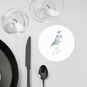 Watercolor Floral Wedding Monogram Coaster ラウンドペーパーコースター