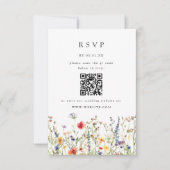 Watercolor Floral Wedding QR Code Response Card 出欠カード (正面)