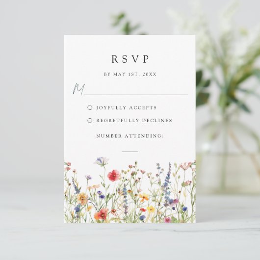 Watercolor Floral Wedding RSVP Card (スタンド正面)