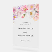 Watercolor Floral Wedding Welcome アクリルサイン (傾斜)