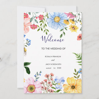 watercolor floral wedding Welcome Sign シーズンカード