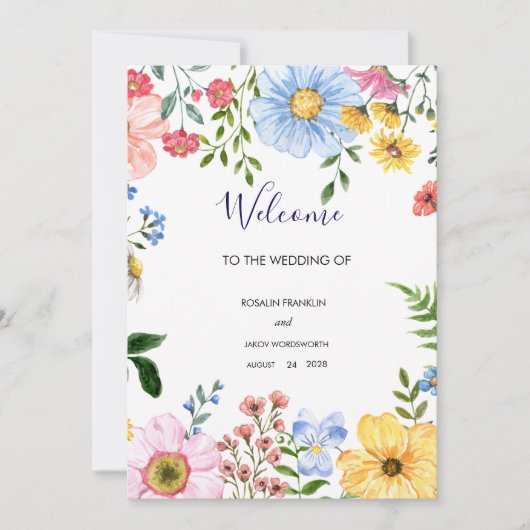watercolor floral wedding Welcome Sign シーズンカード (正面)