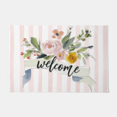 Watercolor Floral Welcome ドアマット (正面)