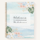 Watercolor Floral Welcome Beach House Guestbook ノートブック (正面)
