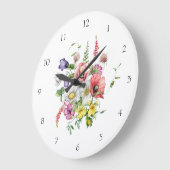 Watercolor Floral Wildflower Bouquet ラージ壁時計 (傾斜)