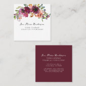 Watercolor Floral Wildflowers  スクエア名刺 (正面/裏面)