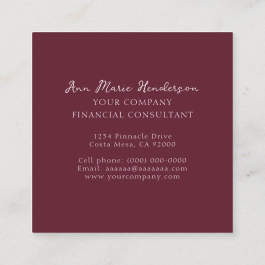 Watercolor Floral Wildflowers  スクエア名刺 (裏面)