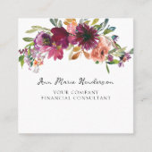 Watercolor Floral Wildflowers  スクエア名刺 (正面)