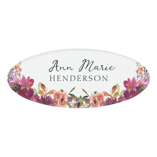 Watercolor Floral Wildflowers  名札 (正面)