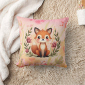 Watercolor Floral With Fox クッション (ブランケット)