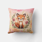 Watercolor Floral With Fox クッション (裏面)