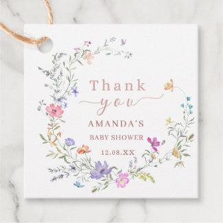 Watercolor Floral Wreath Baby Shower Favor Tags フェイバータグ