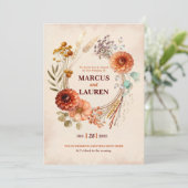 Watercolor Floral Wreath Border Wedding Invitation 招待状 (スタンド正面)