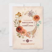 Watercolor Floral Wreath Border Wedding Invitation 招待状 (裏面)