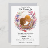 Watercolor Floral Wreath Frame  招待状 (正面/裏面)