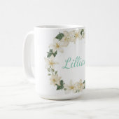 Watercolor Floral Wreath Mother’s Day コーヒーマグカップ (正面左)