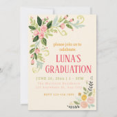 Watercolor Floral Wreath Photo Graduation 招待状 (裏面)