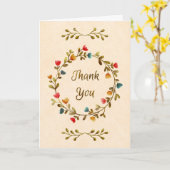 Watercolor Floral Wreath Thank You カード (黄色い花)