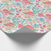 Watercolor Florals in Pink and Blue ラッピングペーパー (角)
