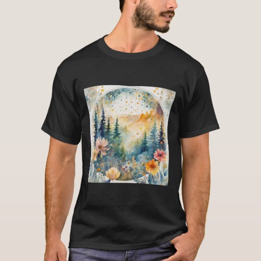 Watercolor Florals Pattern 1 Tシャツ (正面)