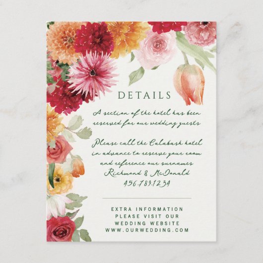 Watercolor Florals Sage Green Garden Wedding エンクロージャーカード (正面)