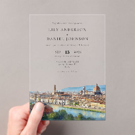Watercolor Florence Italy Destination Wedding アクリル招待状