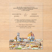 Watercolor Florence Italy Wedding アクリル招待状 (正面)