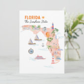Watercolor Florida State Art Map Flat Greeting カード (スタンド正面)