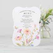 watercolor flower editable menu card  メニュー (スタンド正面)
