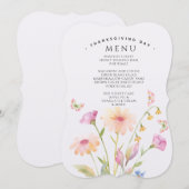 watercolor flower editable menu card  メニュー (正面/裏面)