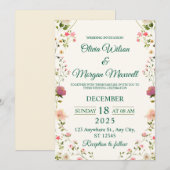 Watercolor Flower Event Card with Custom Text 招待状 (正面/裏面)