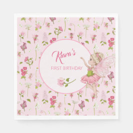 Watercolor Flower Fairy Girl Birthday スタンダードランチョンナプキン